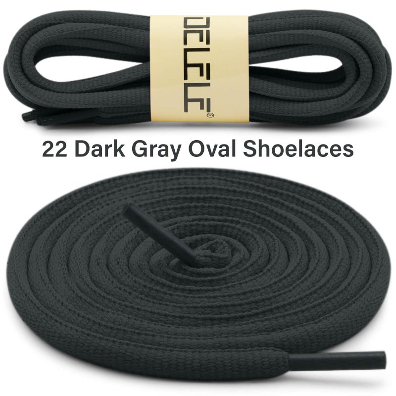 DELELE Oval Athletic Shoelaces Half Round Shoe Laces Dark Gray 2 Pair 51.18" - Image 2